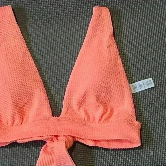 Aerie Bikini Triangle Top Small Orange Texture Lined Padded Adjustable Strap NWT - Picture 2 of 5